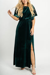Maxikleid aus Samt mit elastischem Taillenschlitz